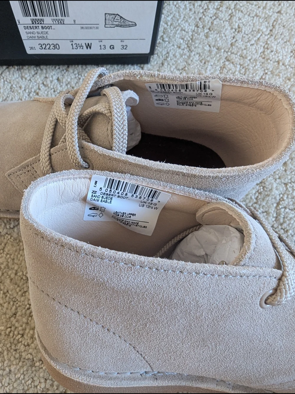 Clarks Originals DESERT BOOT Boy 13.5 Sand Suede Leather Chukka Boots Preppy NEW